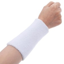 COMNICO Wrist Sweatbands Elastic Sport Wristbands 6 Inch Absorbent White