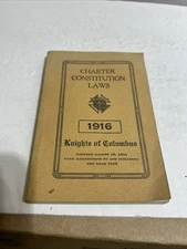Vintage 1916 KNIGHTS OF COLUMBUS Charter Constitution Laws  Paperback