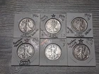 Walking Liberty Half Dollars 90% Silver Lot of (6) 1916-P-D-S | 1943-P 44-S 45-D
