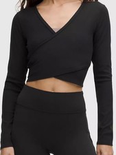 LULULEMON HEART NULU RIBBED WRAP-FRONT LONG SLEEVE SHIRT BLACK XXXS TO XL NWT