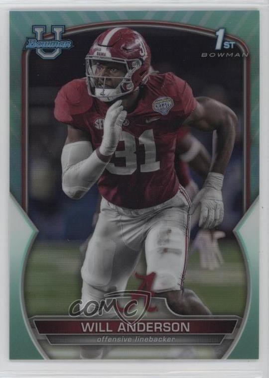 2022 Bowman U Chrome Aqua Refractor 194/299 Will Anderson #52 5i3