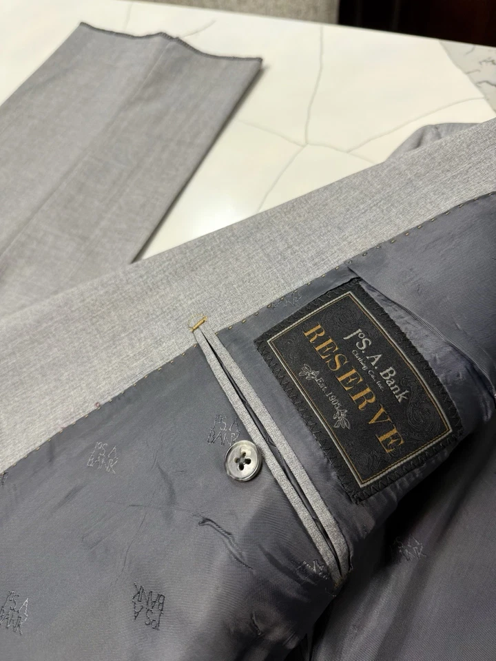 Made in USA - 42S (36 W) Jos. A. Bank Reserve Light Grey - Italian Fabric - Image 3 of 4