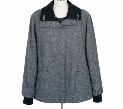 Jones New York Signature Bleyle Tweed Jacket Women XL Black White Snap