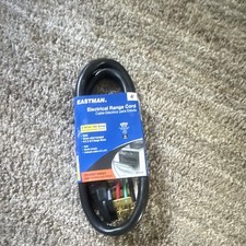 Eastman 61245 4 ft 3-Wire 50 Amp Electrical Range Cord, Black w/ Strain Relief
