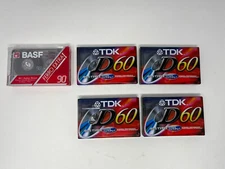 TDK D60 High Output IEC1/Type1 Lot Of 5 Sealed Tapes BASF