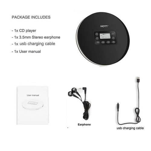 HOTT CD711T Rechargeable Bluetooth Portable MP3 CD Player - Picture 6 of 9