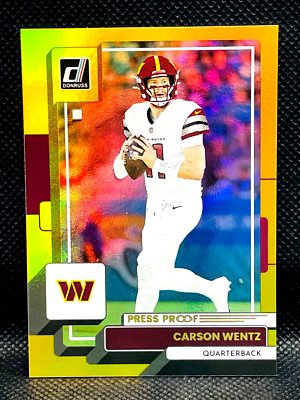 2022 Panini Donruss NFL - CARSON WENTZ #52 - Gold Press Proof - Holo Prizm SP