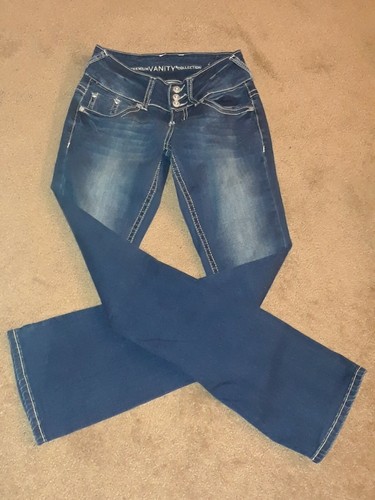 NEW VANITY PREMIUM COLLECTION Womens Skinny Flare Blue Jeans * Size 25W/ 33L - Picture 7 of 10