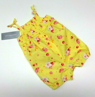 Baby Spieler Mädchen Sommer Einteiler 56/62 Overall USA Strampler Blumen gelb