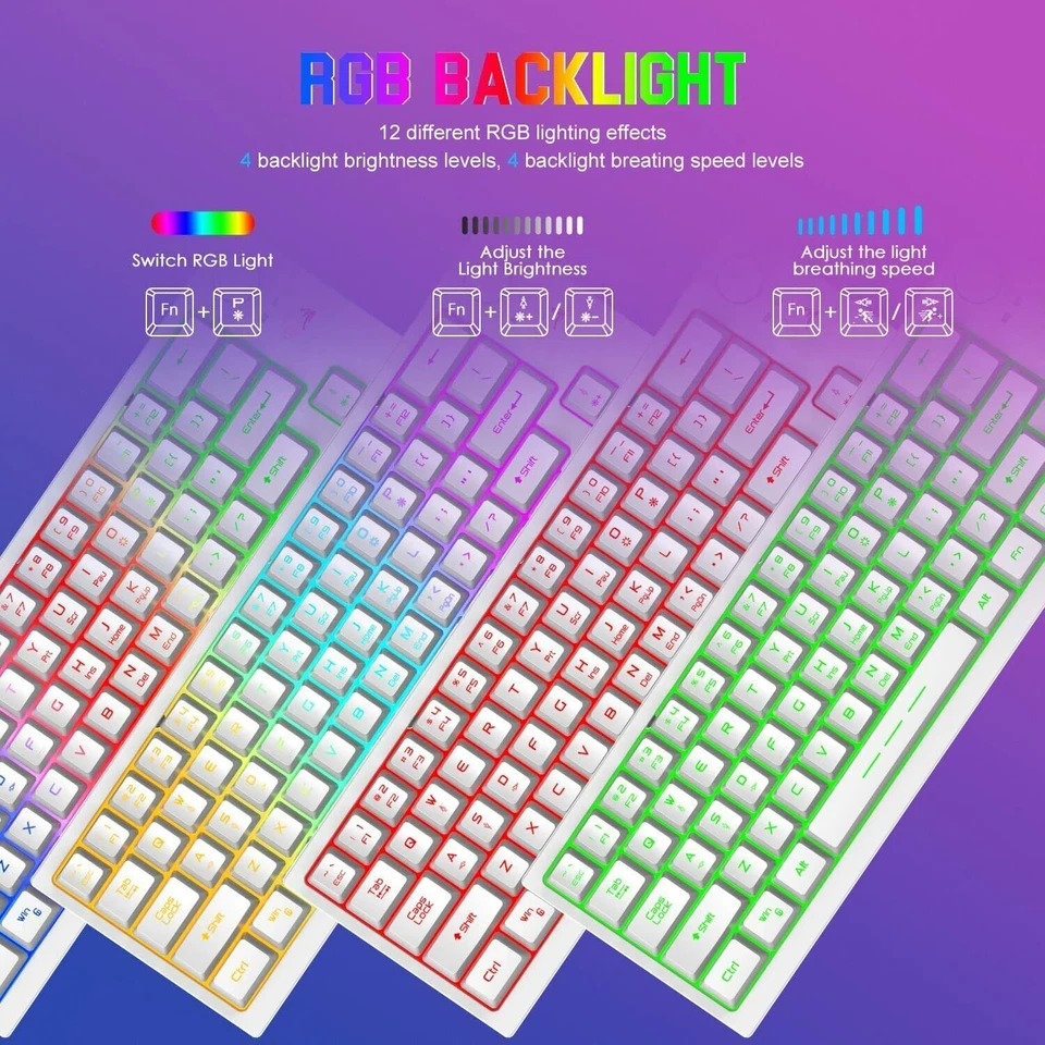 Wireless Gaming Keyboard & Mouse 12 RGB Backlit with Rotary Knob for PC PS4 PS5 - Image 4 of 4