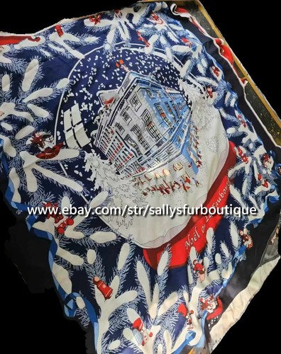 Sallys 70% Cashmere & 30% Silk Wrap Scarf Christmas Print Double Face Shawl 53" - Picture 30 of 50