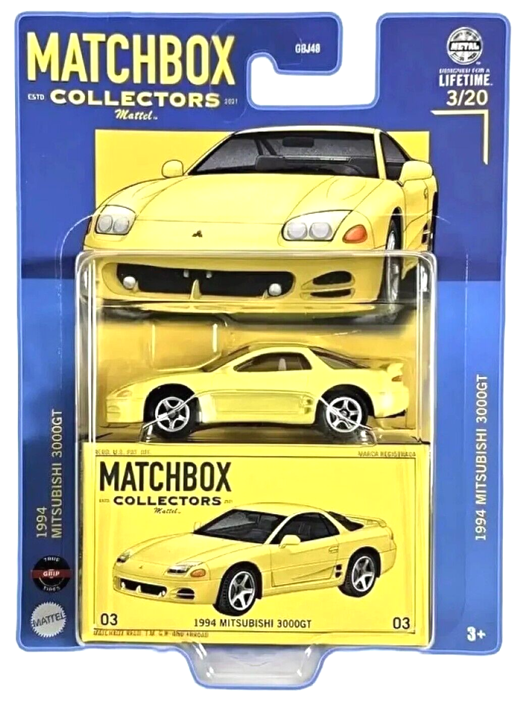 Matchbox Collectors 3/20 1994 Mitsubishi 3000GT - Yellow - BNIP