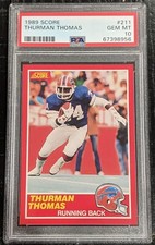 1989 Score Thurman Thomas ROOKIE PSA 10 GEM MINT RED Border #211 RC Iconic ~8956