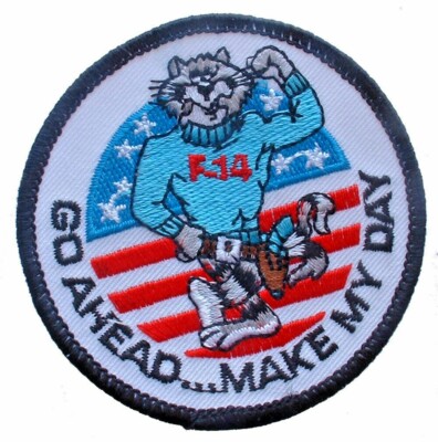 NAVY TOMCAT GO AHEAD MAKE MY DAY Embroidered Shoulder Patch 3'' (0110)