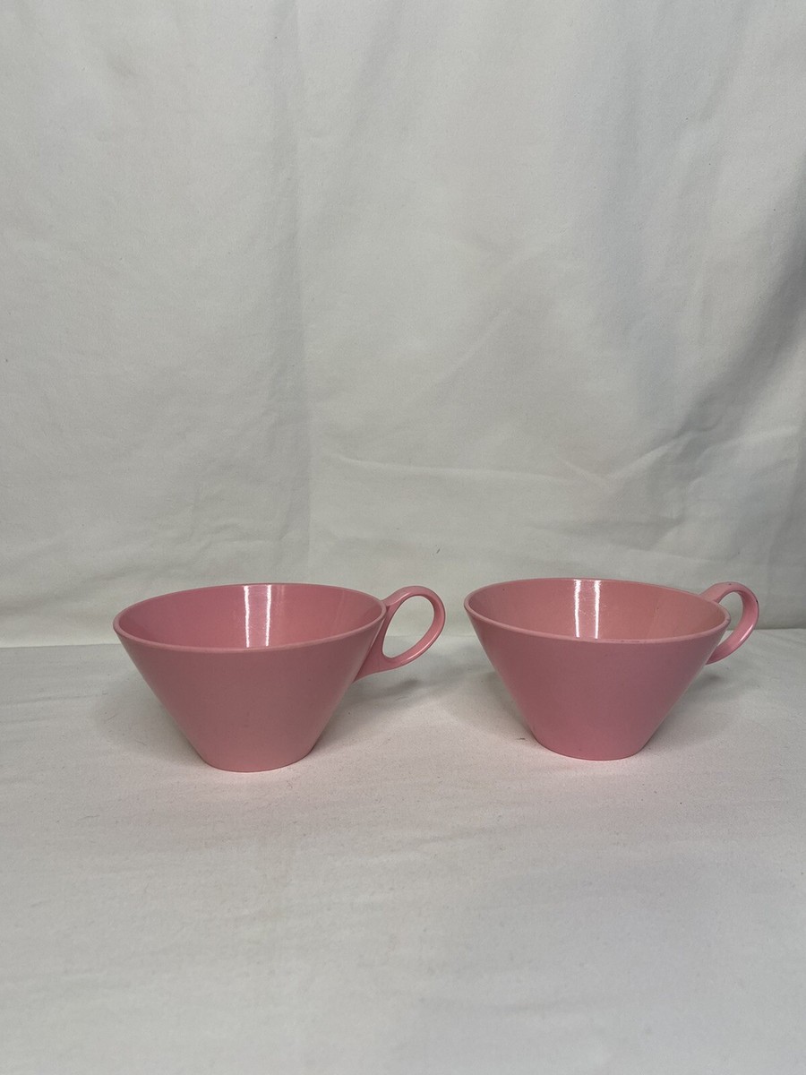 Pink Coffee Cups Melamine Vintage Set Of 2 1960s Picnic Flamingo Pink | eBay