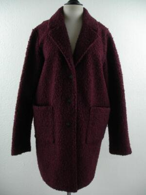 Women's XL Charlie B Boucle Knit Faux Curly Mongolian Lamb Fur Wine Button Front