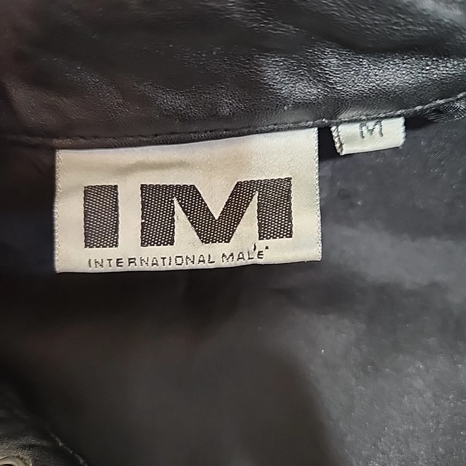 Camisa Chaqueta Internacional Hombre 100% Cuero Cuello Cierre a Presión A Medida Med Foto 4 de 4