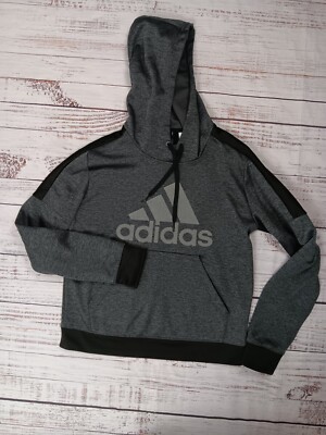 ADIDAS Sweatshirt Women's Small Fleece Pullover Hoodie Gray