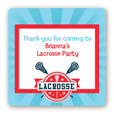 Lacrosse Birthday Party - Square Personalized Birthday Party Stickers