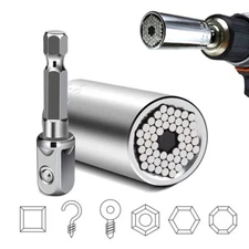 Universal Socket Wrench Head Set Sleeve Gadget 7-19mm Power Drill Adapter