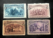 US Scott Columbian Expo Mint Lot. #230 MH/#231 MH /#234 MH w/stain /#235 Mint HR