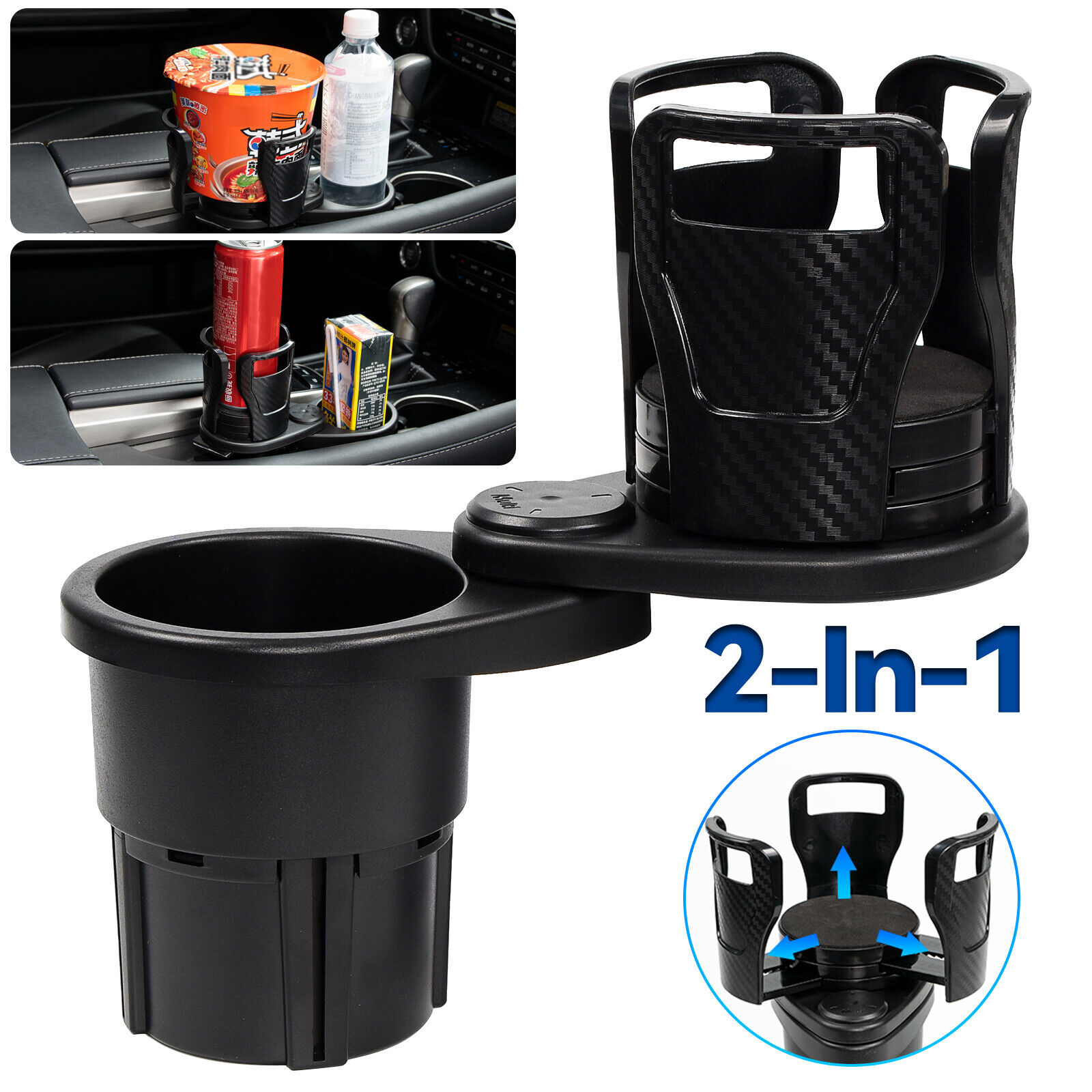 Car Double Cup Holder Expander Auto Drink Holder 360° Rotating