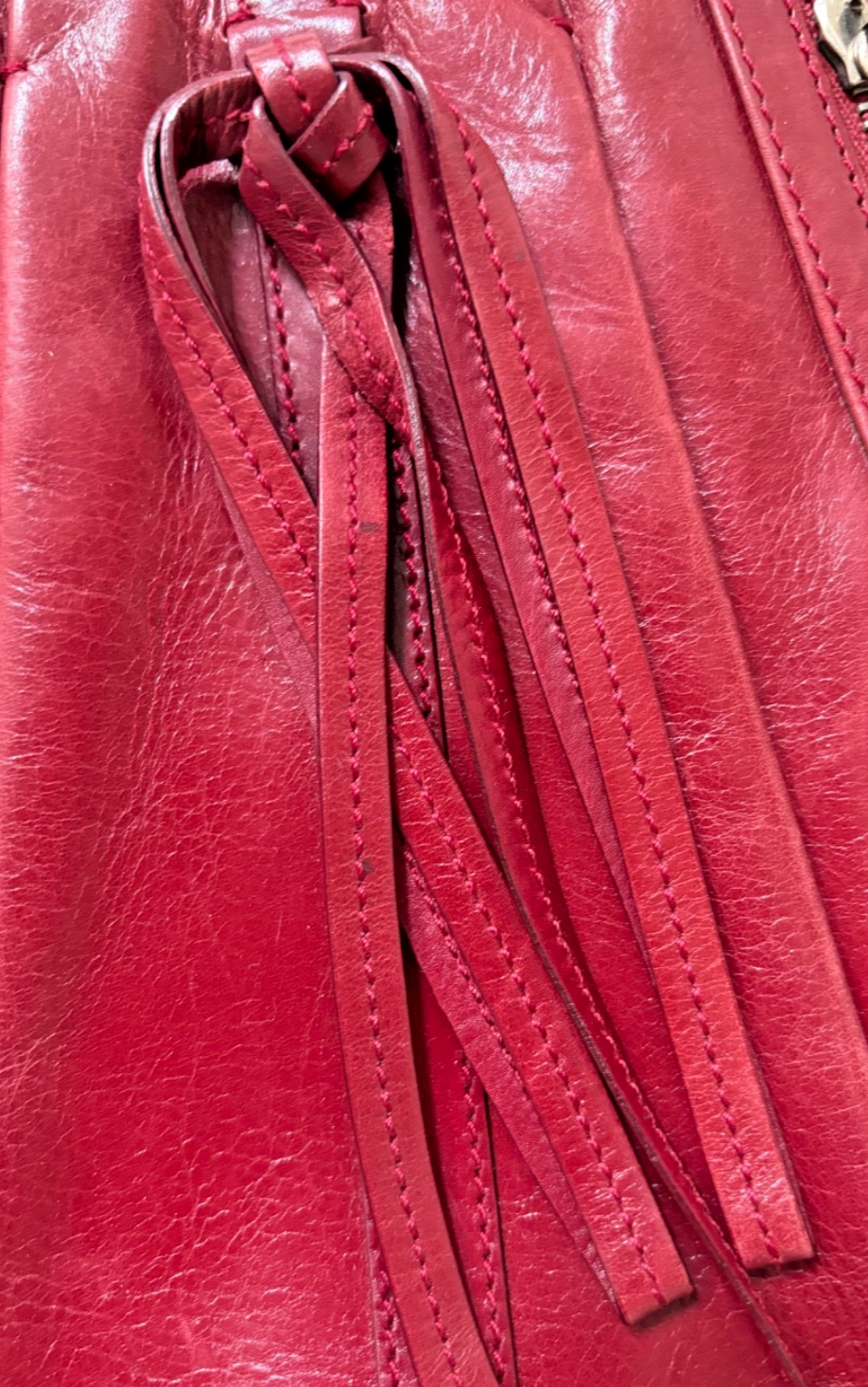 Borsa a tracolla YSL YVES SAINT LAURENT Rive Gauche pelle sangue di bue hobo cerniera usata in ottime condizioni