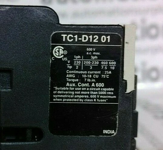 DMC TC1D1201 B7 CONTACTOR 12A 240V NEW!! WOW!! - Image 2 of 4
