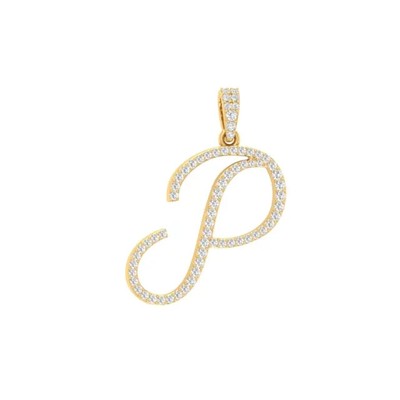 1Ct Lab-Created Diamond Women's Custom ''P'' Letter Pendant 14k Yellow Gold Plated