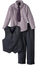 NAUTICA LITTLE BOY'S DRESS UP BIRDSEYE VEST SET, NAVY, 5