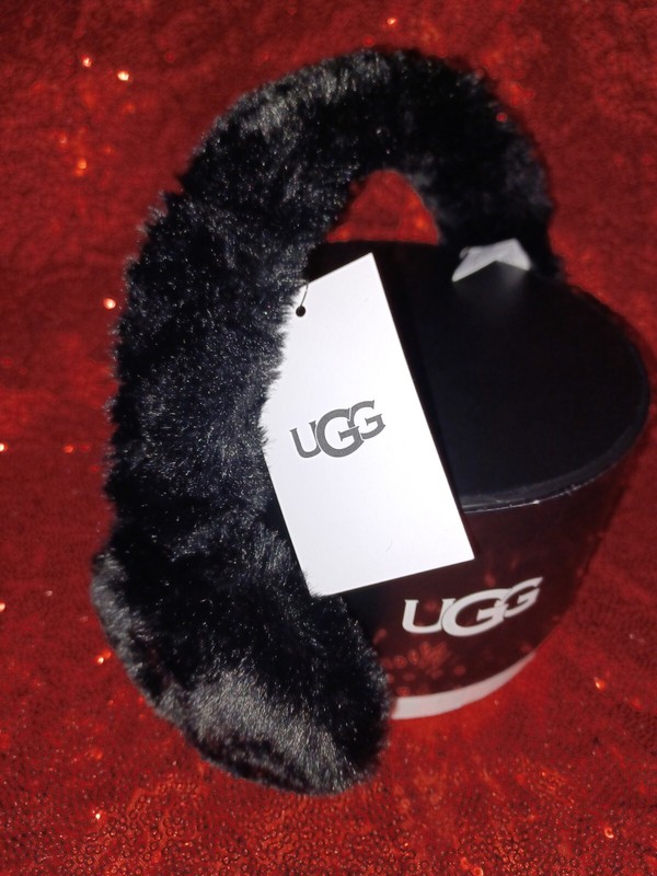 🎉  Ugg Australia New BLACK Faux Fur Earmuffs Headband NWT Winter Ear Muffs