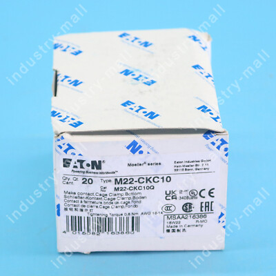 20pcs/box New Eaton Moeller M22-CKC10 Contactor Block 1NO spot stocks