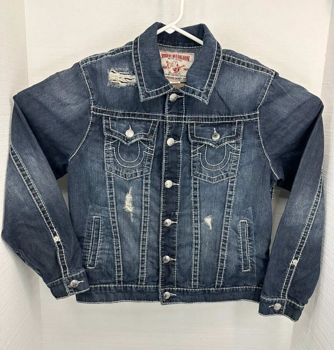 True Religion two piece embellished jean jacket and Pants Size 38. Jacket X L
