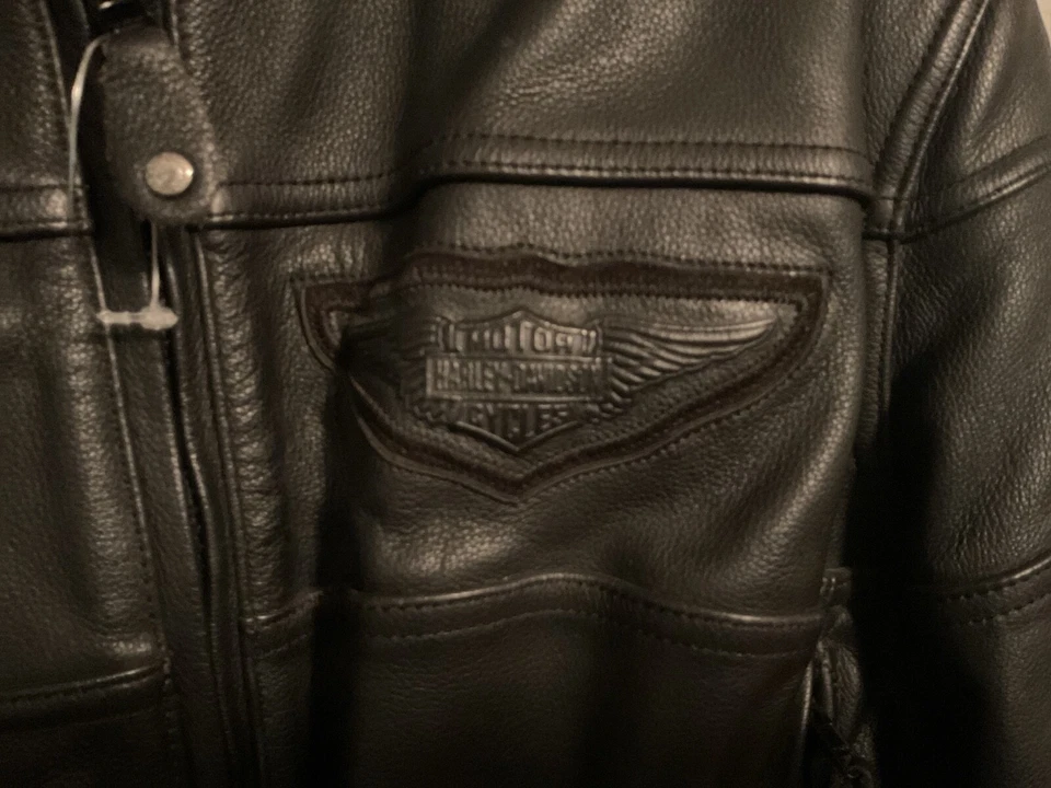 Chaqueta de cuero negra Harley Competition II acolchada con bolsillos ventilados para mujer grande Foto 4 de 4