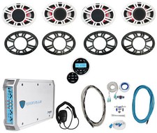  4 KICKER 48KMXL694 300w 6x9" Marine Speakers w/LED Receiver Amplifier KMXL69
