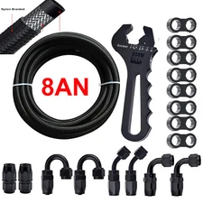 8AN Fuel Line Kit 8AN Nylon Braided Fuel Hose Fitting Kit CPE 10FT +wrench