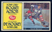 1972-73 POST HOCKEY ACTION TRANSFERS #3 BOBBY ORR WAYNE CASHMAN V DORNHOEFER EX+