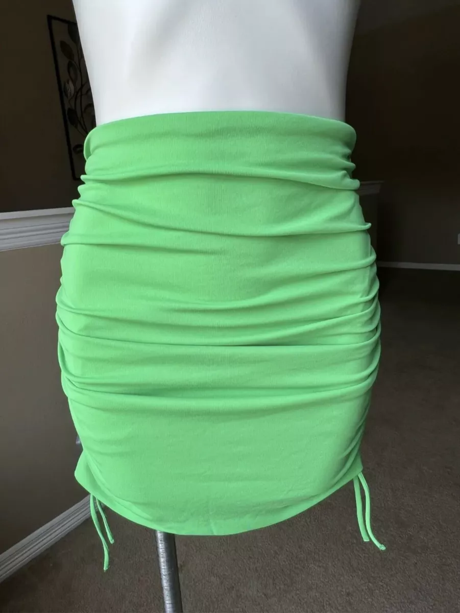 Green ruched mini clearance skirt