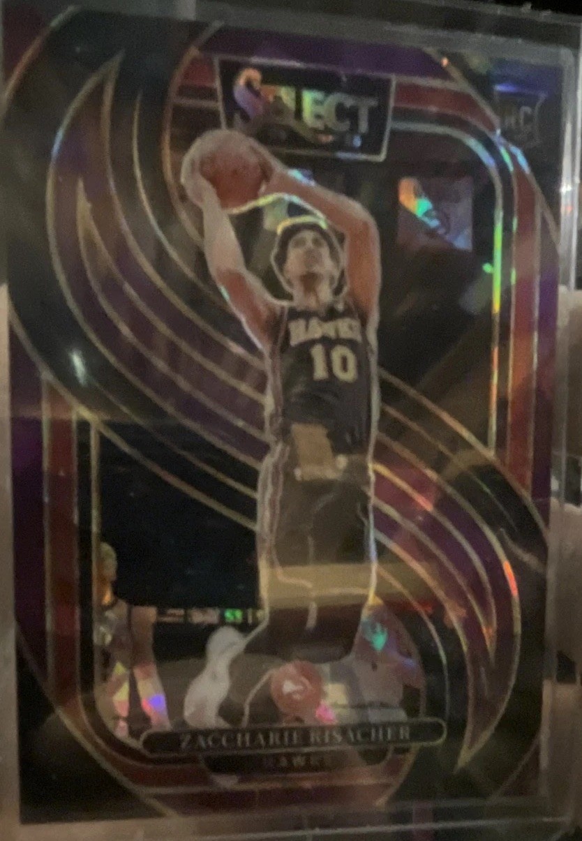 2024-25 Panini Select  Zaccharie Risacher #180 Purple Cracked Ice Prizm /99 (RC)