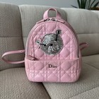 DIOR Pink Cannage Pink Leather Backpack Teddy Bear Bag