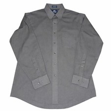 STAFFORD Wrinkle Free Broadcloth Dress Shirt Mens L Gray Office Business Formal