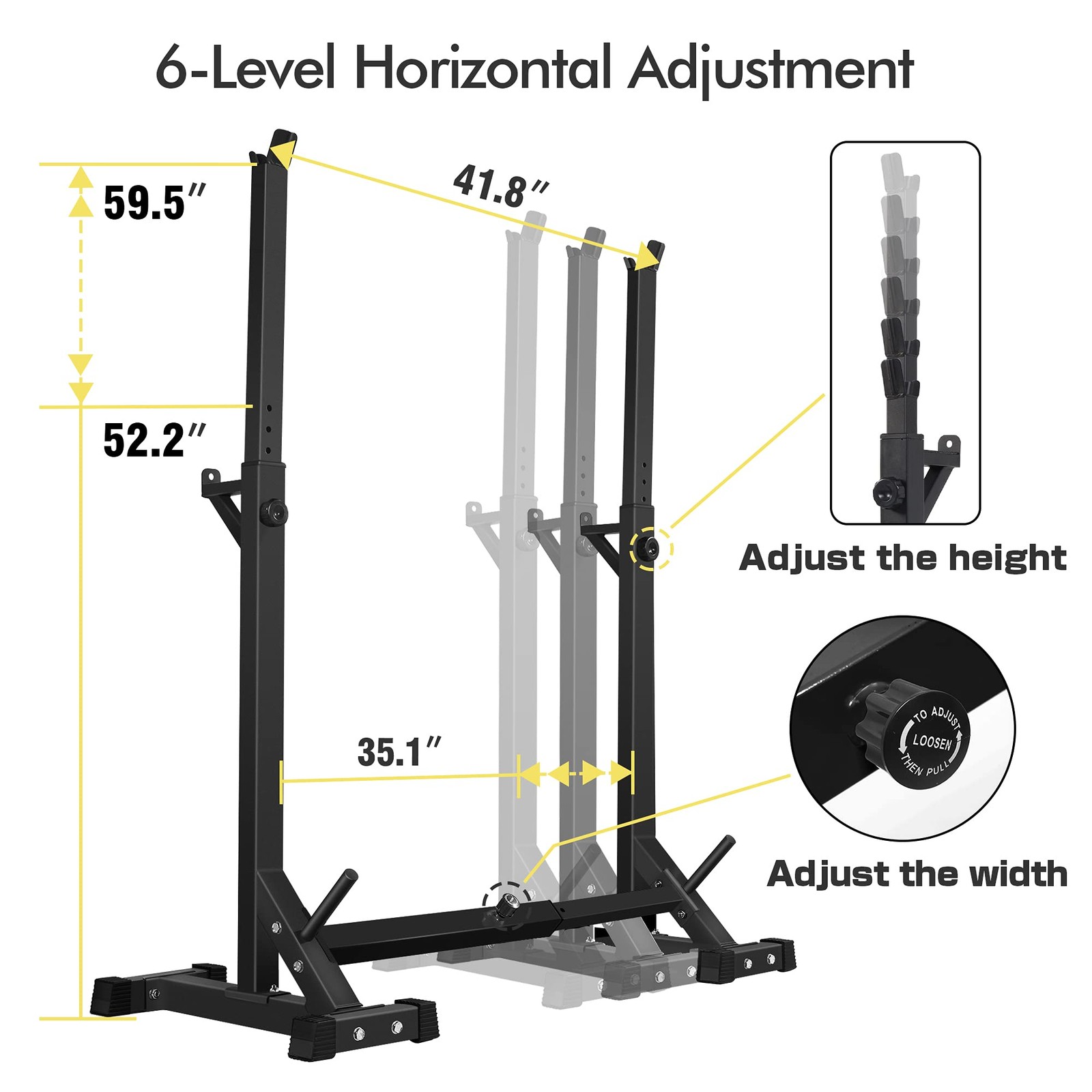 Adjustable Squat Rack Stand Multi-Function Barbell Rack Weight Lifting Gym Du...
