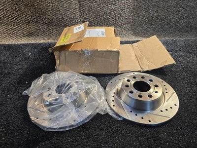 (QTY 2) BRAKE DISC ROTOR DRILLED & SLOTTED X33129R X33129L MIN THK 10 MM 24025