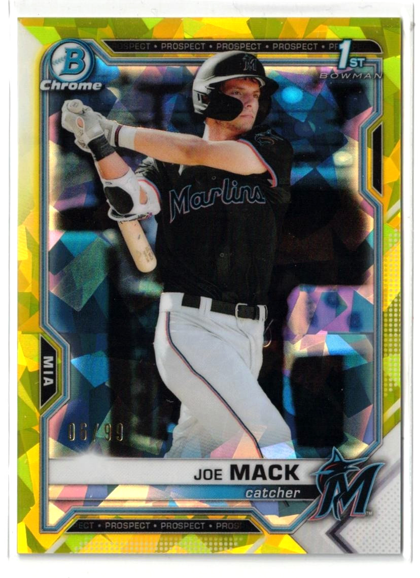 2021 1st Bowman Draft YELLOW Sapphire RC Joe Mack #BDC-159! Marlins! Rookie /99