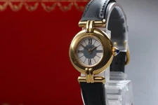 Vintage [Exc+5 Box] Cartier Must Colisee Vermeil 590002 Black Women's Qz Watch
