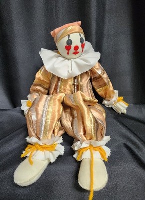 Vintage Handmade Circus Clown Shelf Sitter Wood Block, 22'' Tall