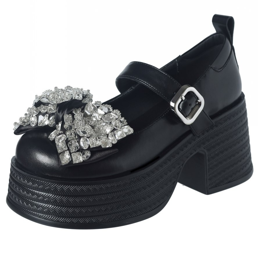 SAOLA Stivaletti donna suola spessa vera pelle Mary Janes plateau alto creepers