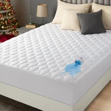 Waterproof Mattress Protector, Full Mattress Pad, Noiseless Quilted Fitted Co...
