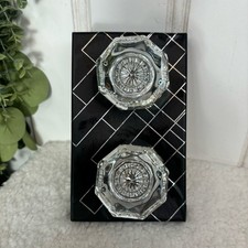 Tahari Glass Door Knob Handle set of 2 Crystal Contemporary Silver Chrome Finish