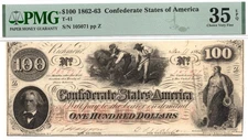 1862 $100 Confederate States of America T-41 Note - PMG VF35 EPQ! Attractive!
